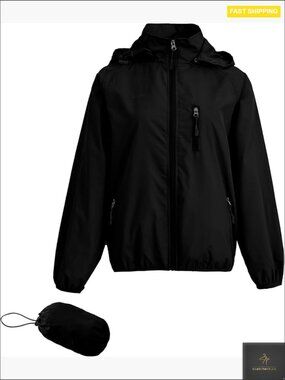 Lightweight Waterproof Packable Windbreaker Classic Fit Hooded Anorak Jacket